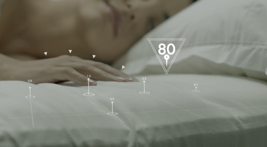 A total of 80 sensors are embedded in the mattress collecting data for the Sleep Art