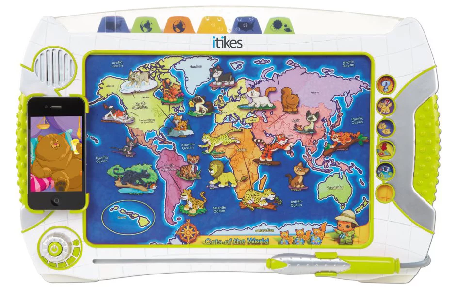 The iTikes Map includes 6 maps with information about subjects from dinosaurs and world facts to the solar system