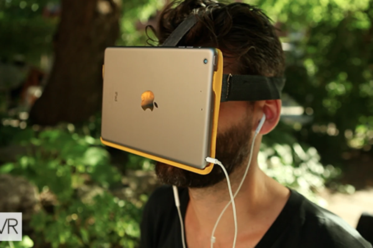 The AirVR headset combines with iOS devices to deliver a virtual reality experience