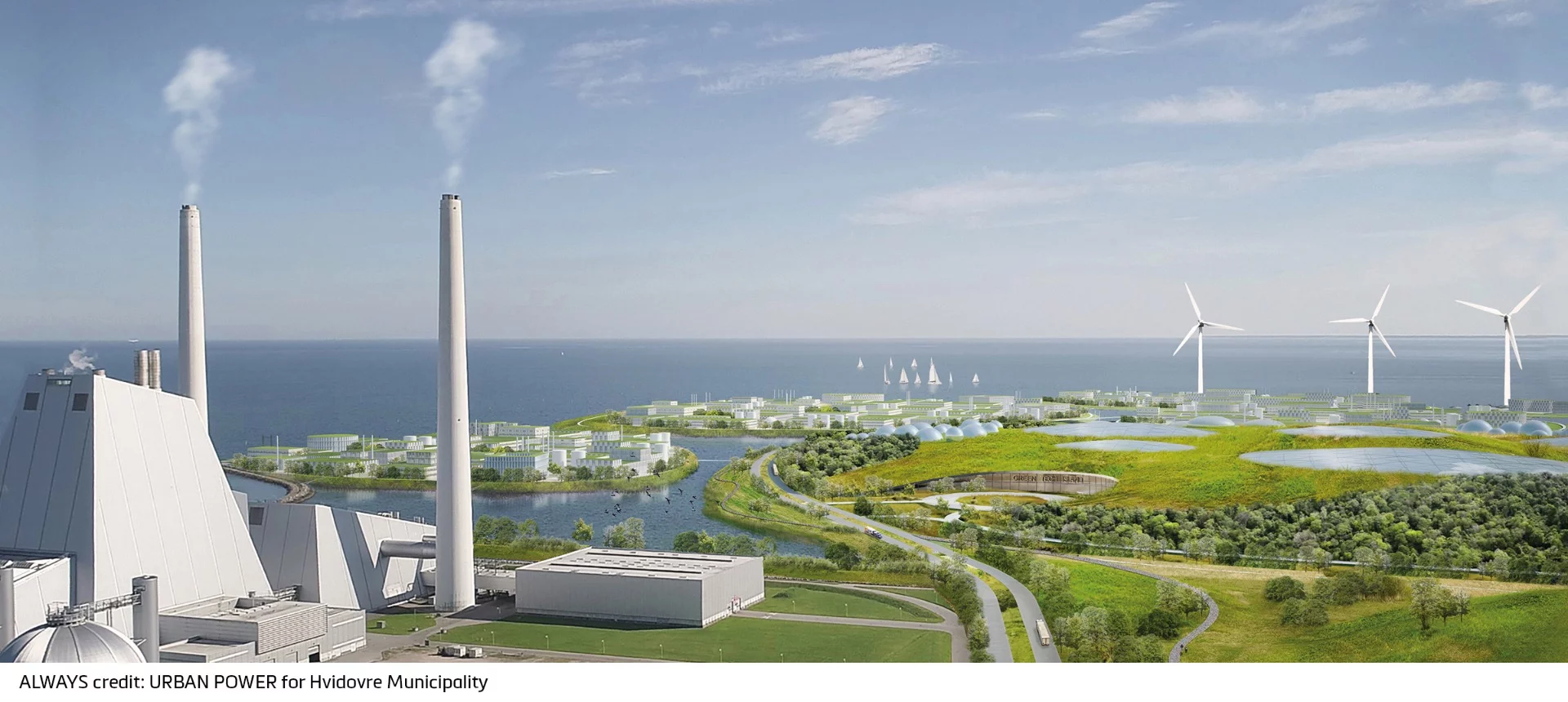 Holmene will produce a lot of green energy from wind turbines and what Urban Power calls the largest Waste-to-Energy plant in Northern Europe