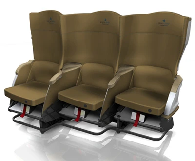 The Thomson Solutions Cozy Suite staggered configuration offers a reclined seat and a head-rest for snoozing (Credit: Thomson Solutions)