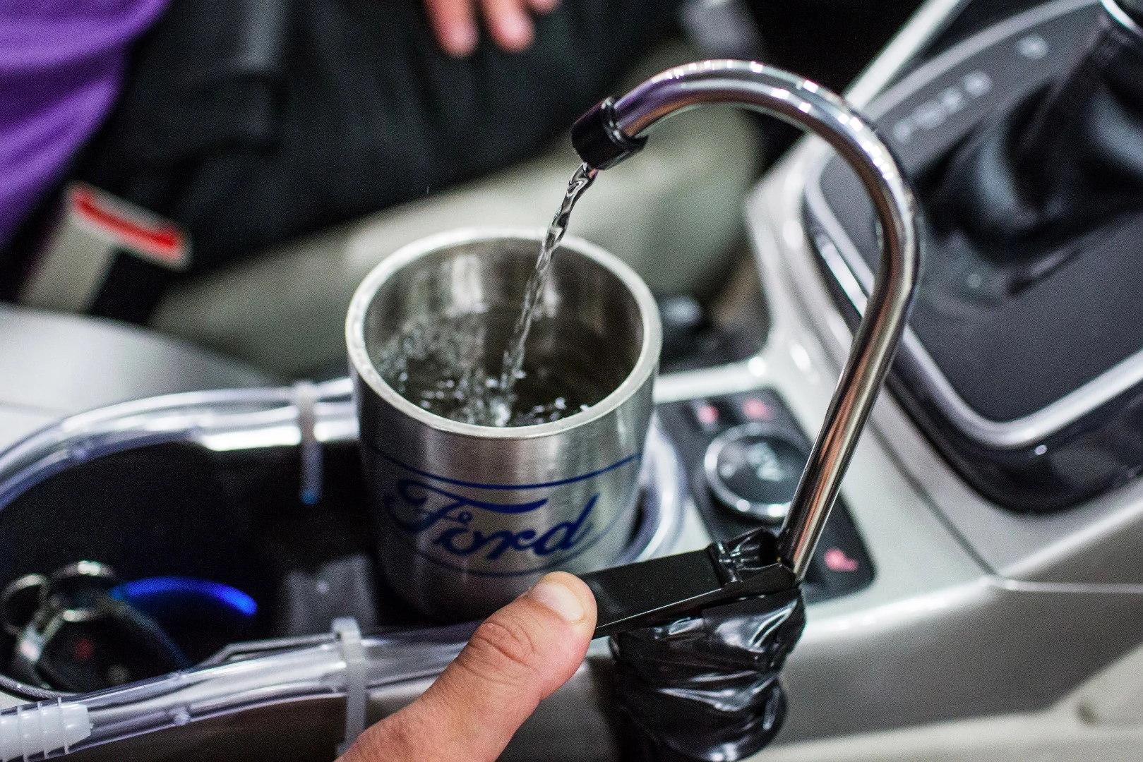 Air conditioner water, on tap and in-car