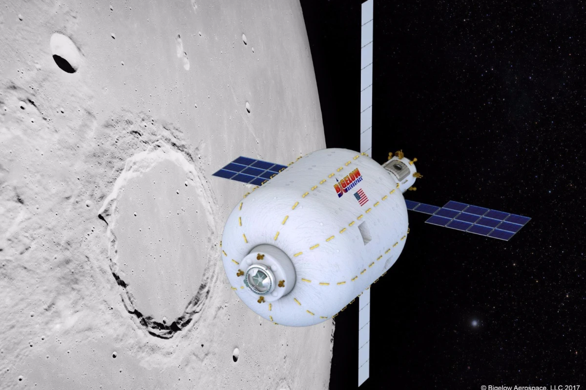 The plan is to place a Bigelow B330 inflatable habitat in lunar orbit by 2022