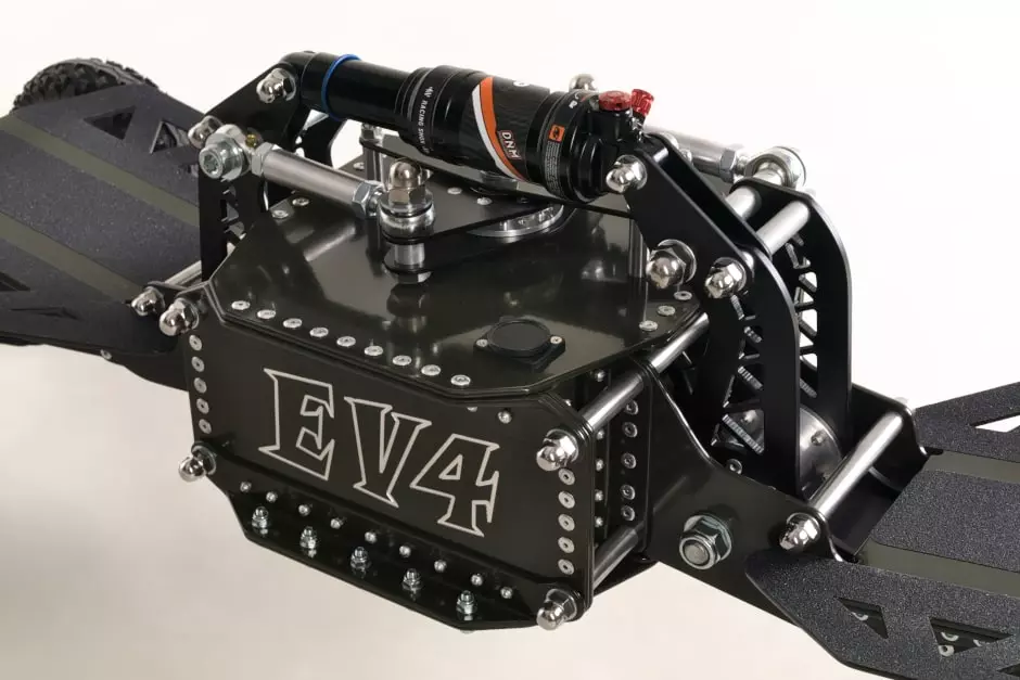 The pneumatic suspension sits atop the mid-mounted battery box