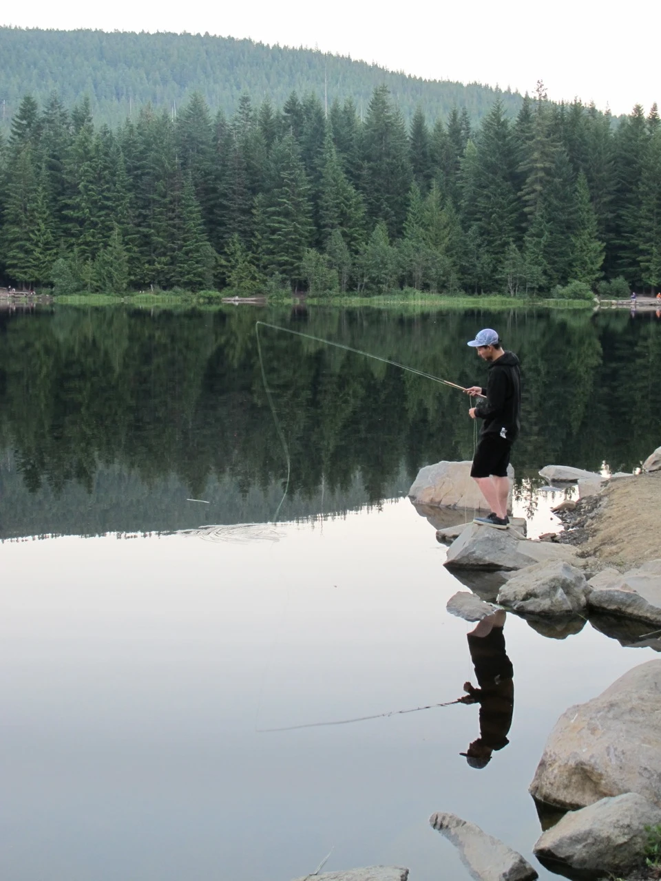 The fly board has a built-in fishing rod and net