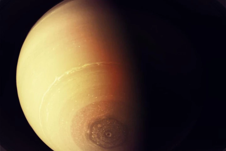 A beautiful color enhanced look at Saturn