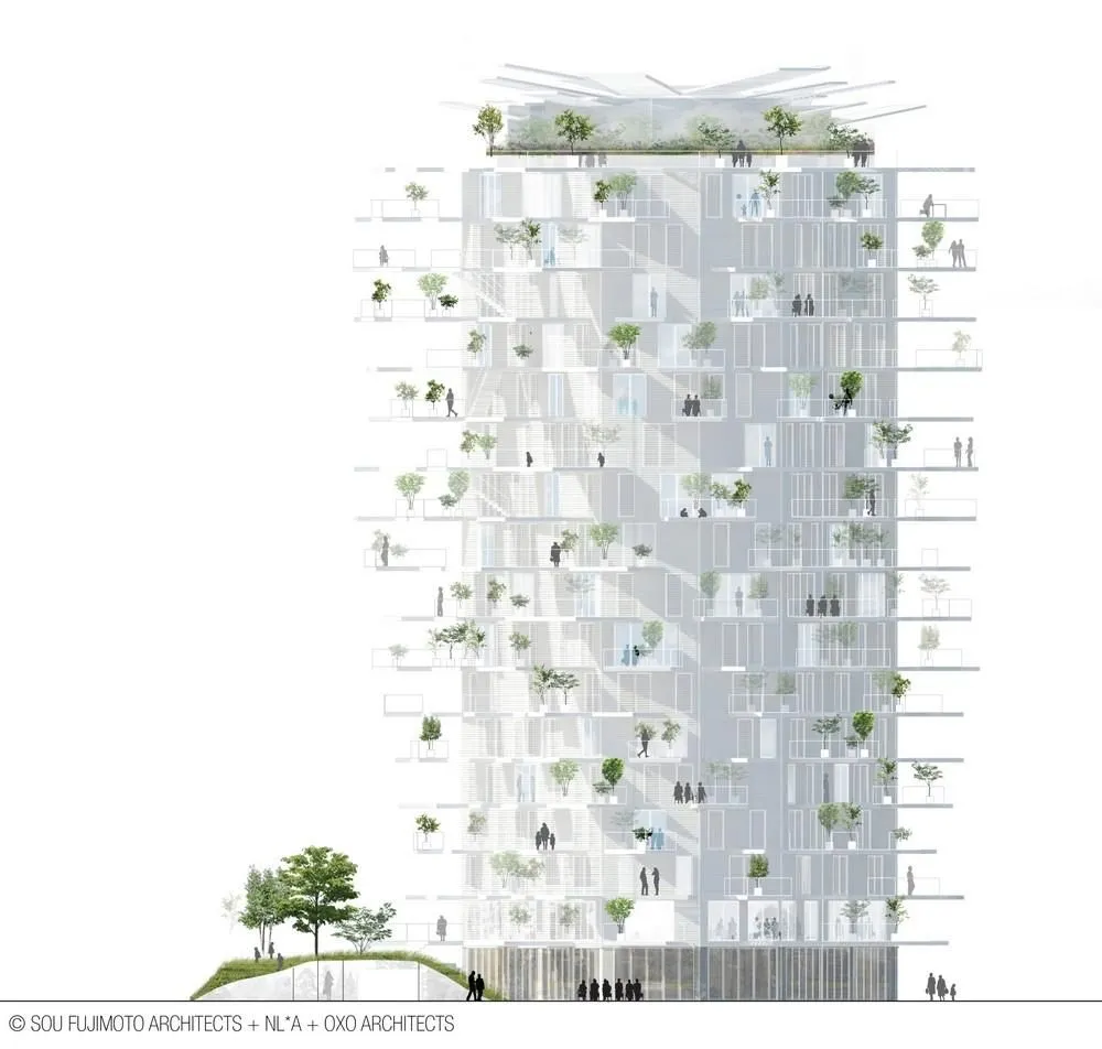 Fifteen of the L'Arbre Blanc’s 17 stories are dedicated to apartments, which number 110 in all