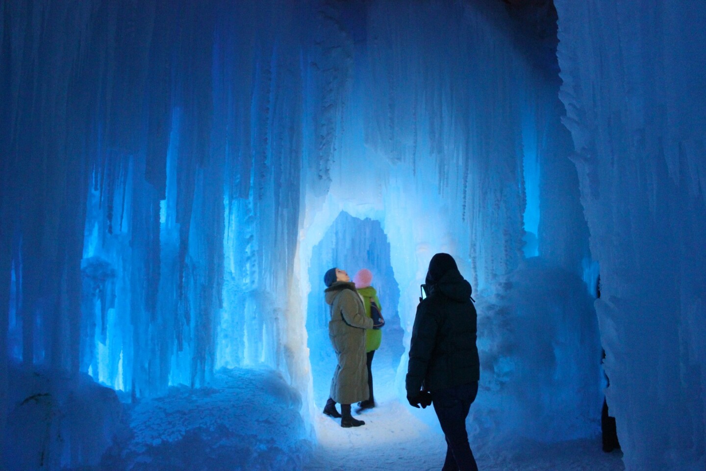 Exploring the tunnels of the Edmonton Ice Castle