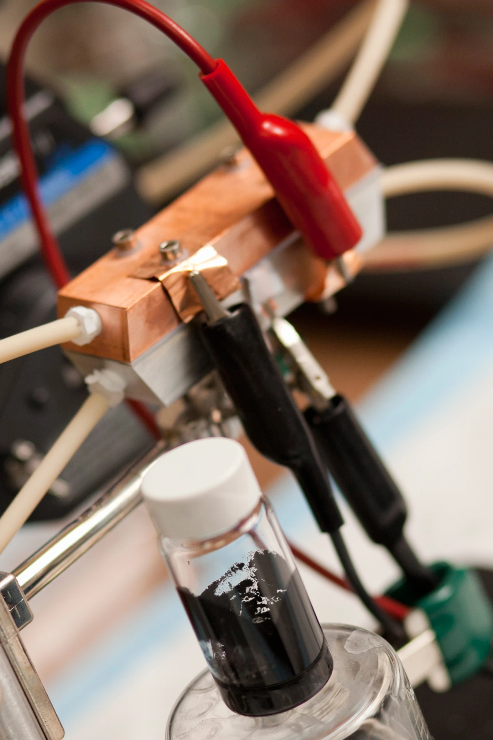 A prototype of the semi-solid flow battery developed at MIT (Image: Dominick Reuter)