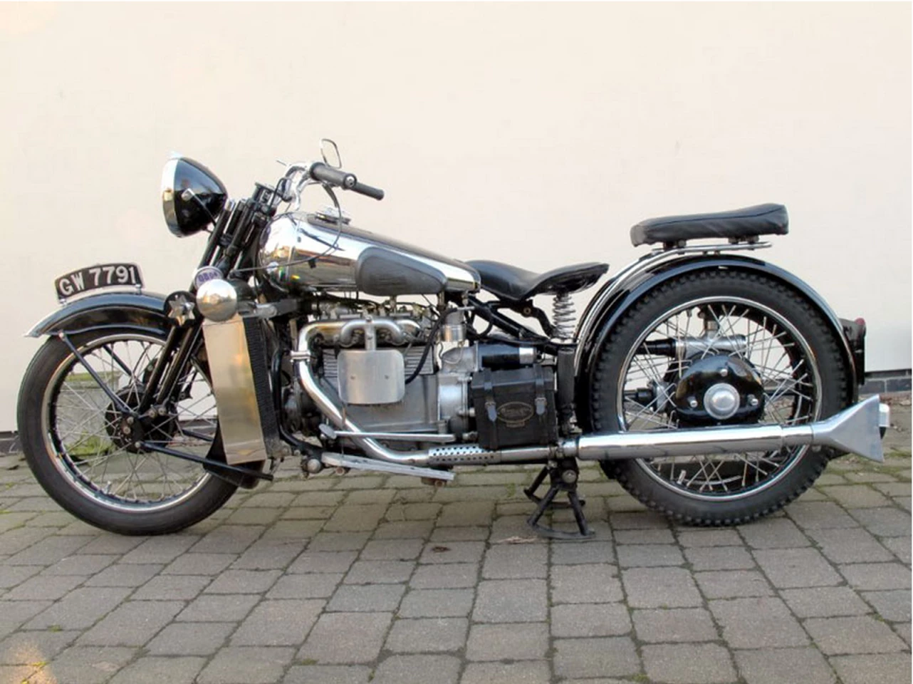One of only ten 750cc, four-cylinder Brough Superior BS4s built, this machine sold for £246,400 (US$375,913) in April 2013by H&H