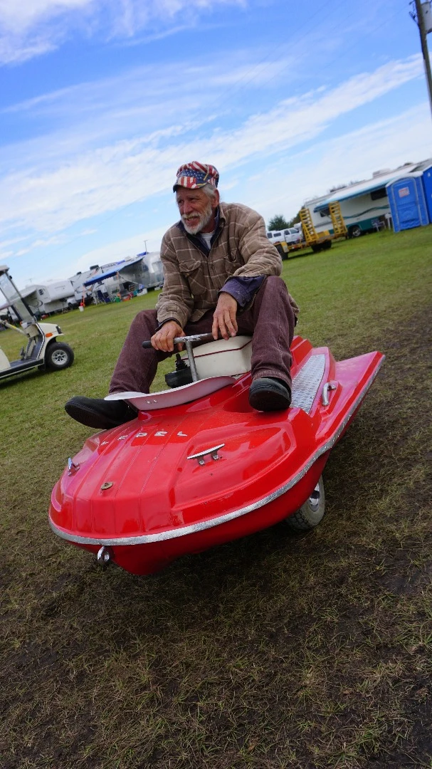 This 1953 Lepel Sea Scooter Water Craft was converted to land use by owner Jeff Sullivan (pictured)