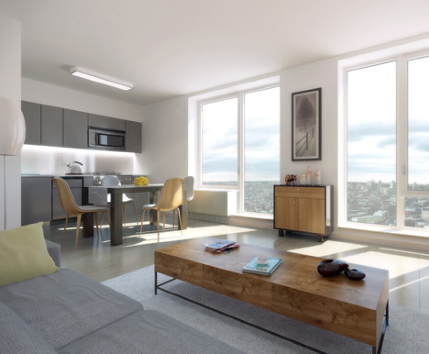 All residents will have high-quality appliances and access to amenities, including a roof terrace, fitness center and bike storage (Image: SHoP)