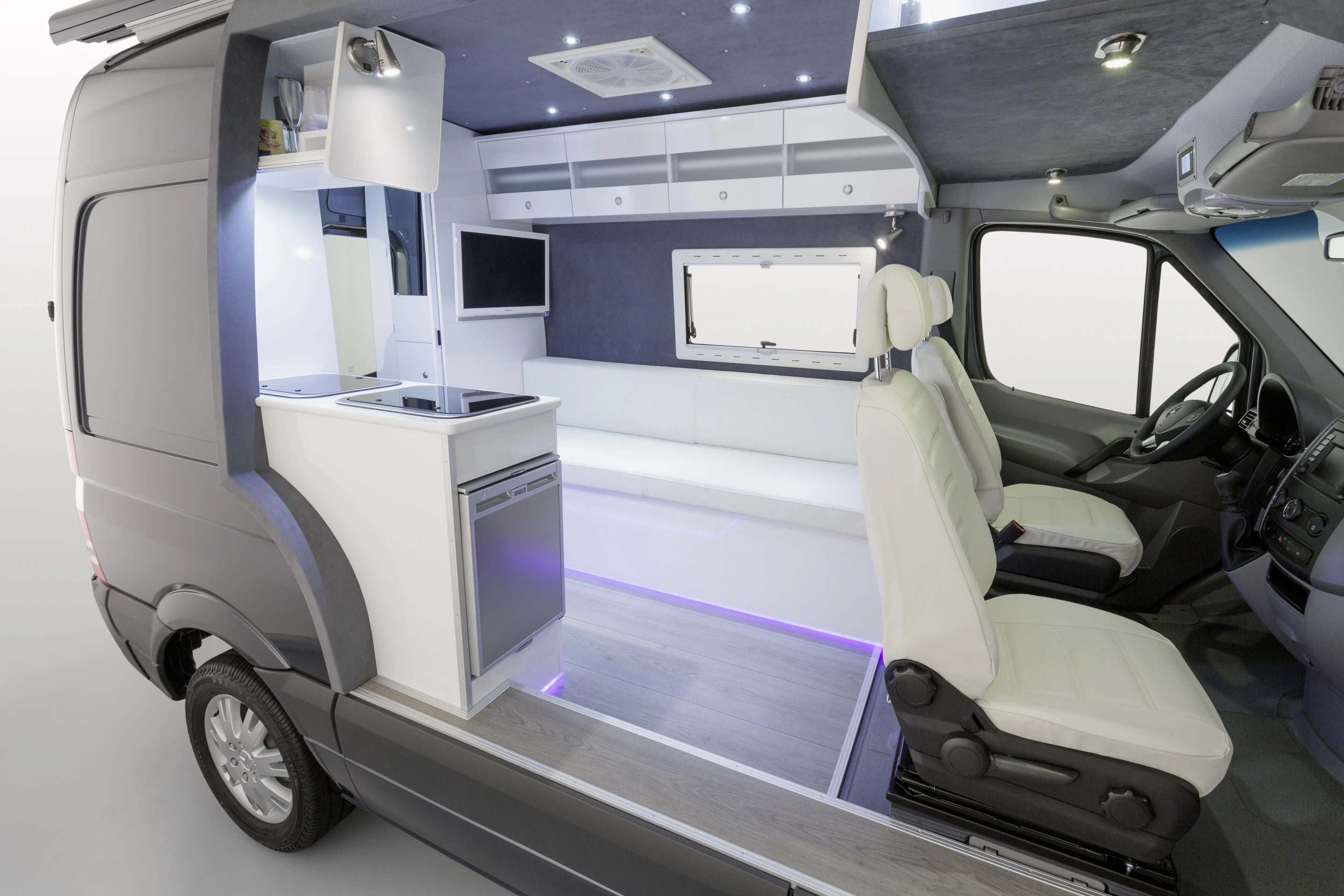 Mercedes' Sprinter camper concept has a vibrant look thanks to its white interior and LED lighting (Photo: Mercedes-Benz)