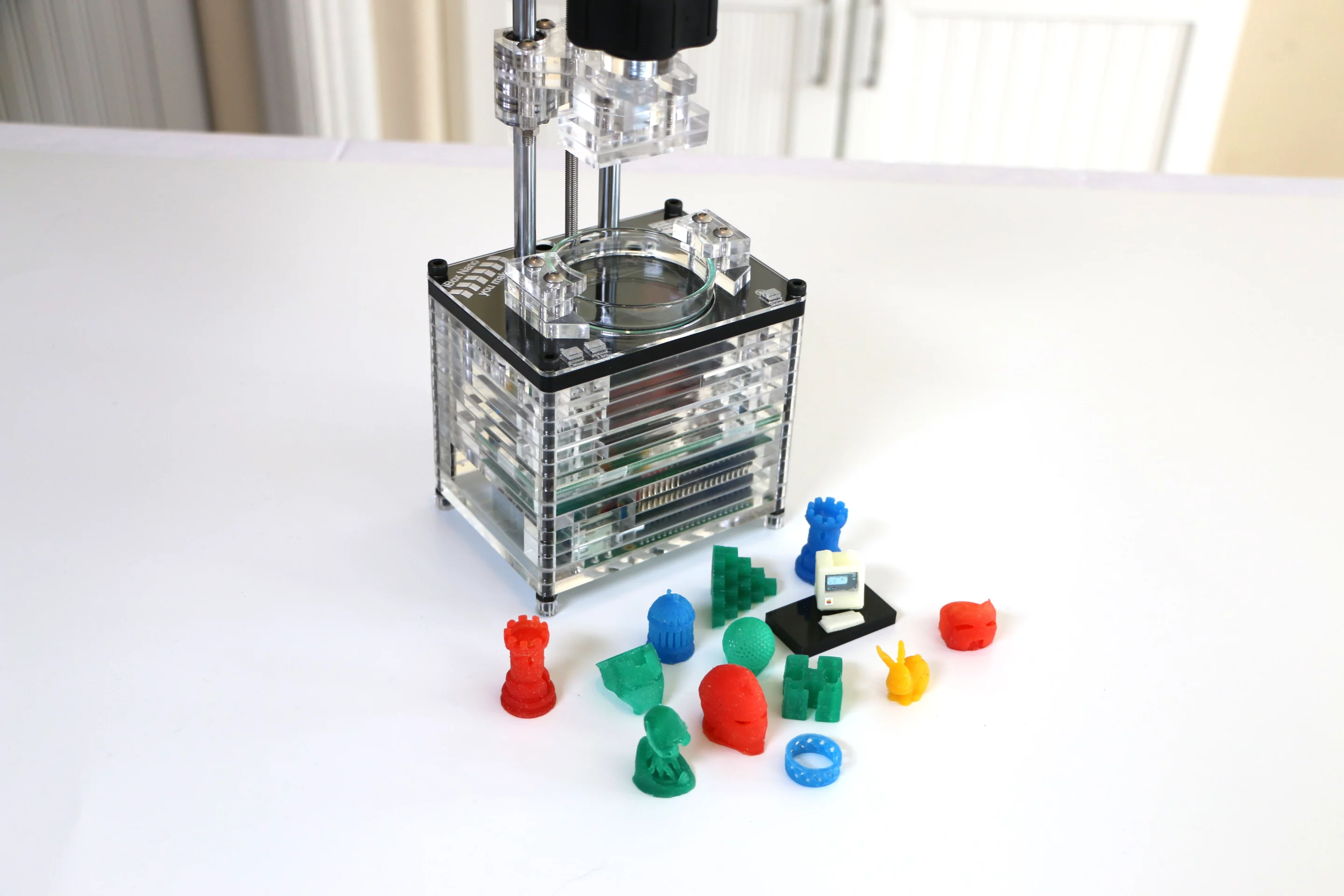 A sample of resin pieces printed on the iBox Nano resin-based 3D printer