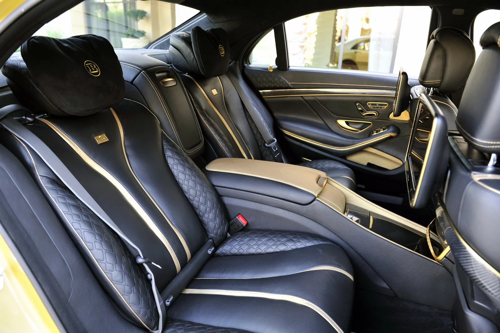 The rear passenger compartment of the Brabus 900 Desert Gold edition