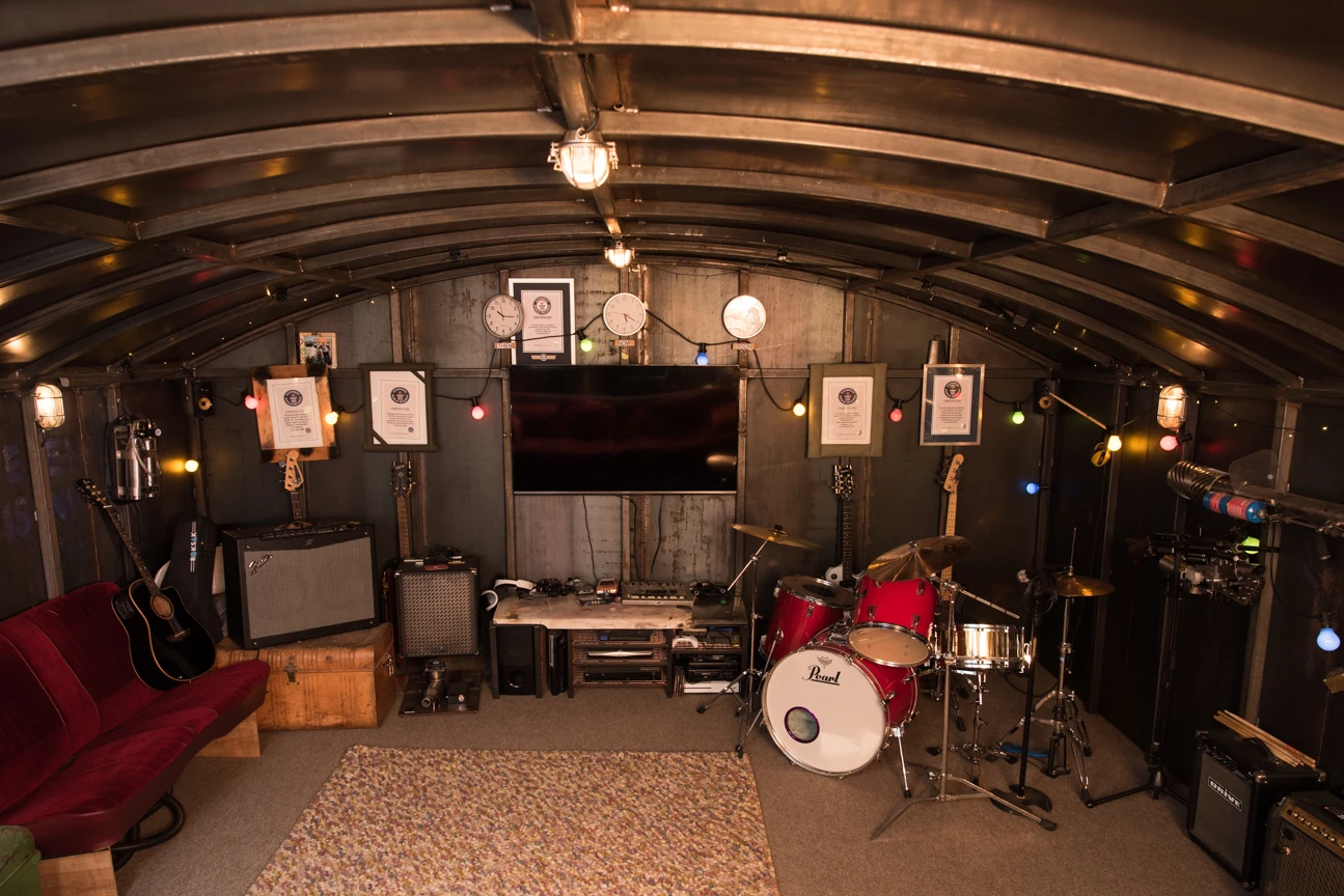 The Colin Furze Secret Bunker serves as a pretty typical garden shed, but a trapdoor reveals a concrete-lined bunker