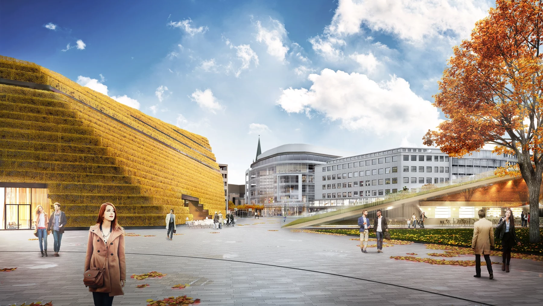 The Hornbeam species of hedge will help attract nature to city center and will change color with the seasons