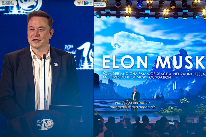 Elon Musk addresses the 10th World Water Forum in Bali, Indonesia
