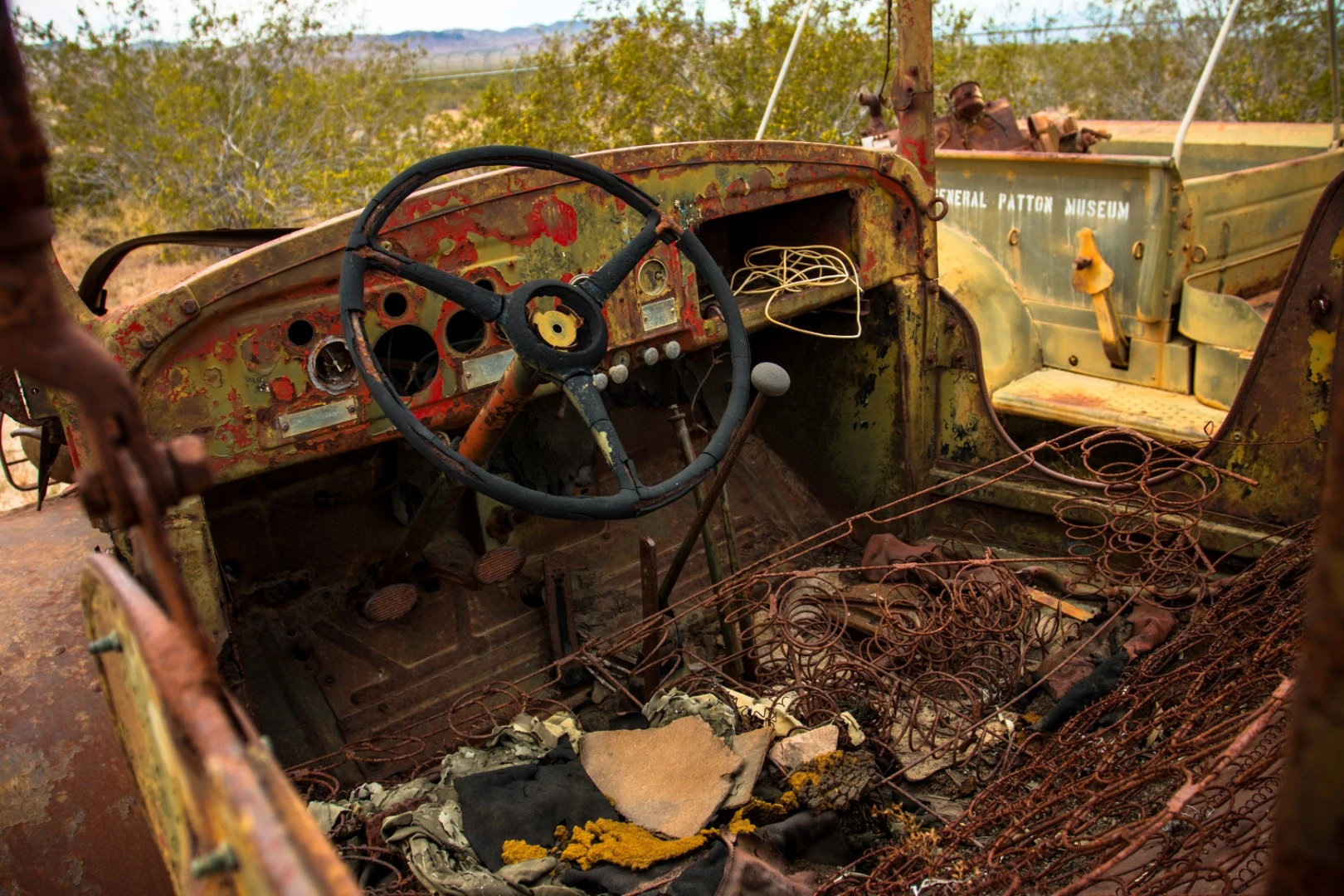 The interior of the 1941/1942 Dodge WC isn't as comfortable as it once was. Think "Tetanus shot" before climbing in