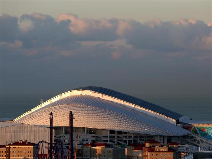 The scale-like texture of the roof is achieved with EFTE (image: Sochi 2014 Organizing Committee)