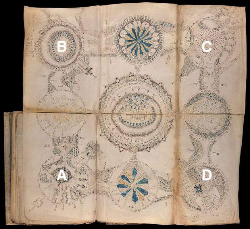 The map depicting the Vulcano rescue. Vignette A: the erupting volcano that became Vulcanello, near Vulcano. Vignette B: the volcano of Ischia. Vignette C: Castello Aragonese. Vignette D: the island of Lipari.