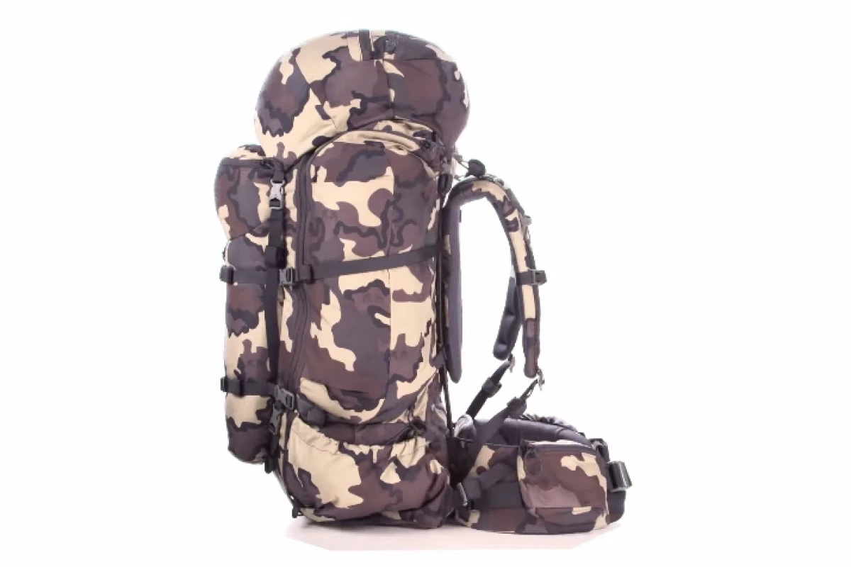 The Kuiu backpack system features a base frame that can be fitted with different-sized packs