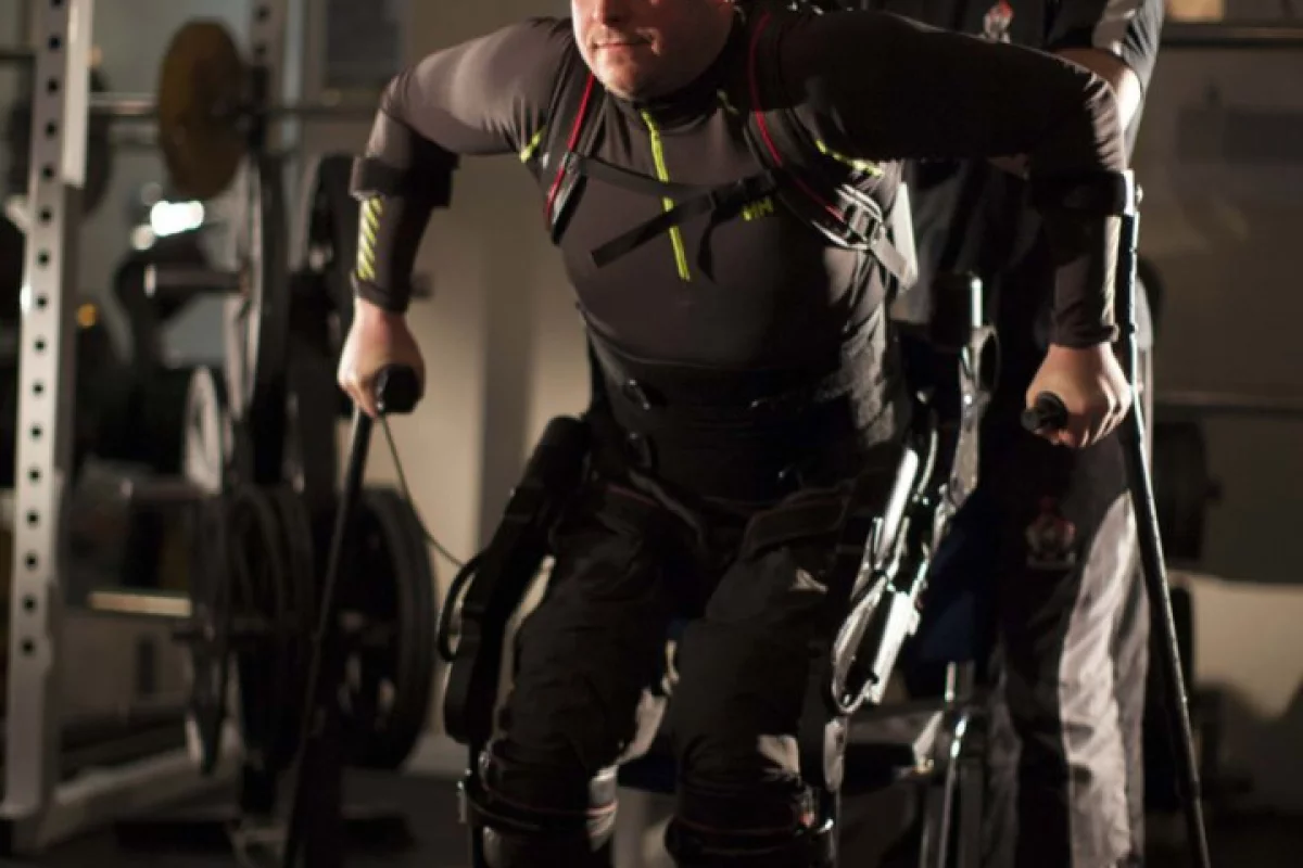 UCLA researchers claim to have provided the means for a person with chronic, complete paralysis enough voluntary control to actively walk with a robotic exoskeleton.