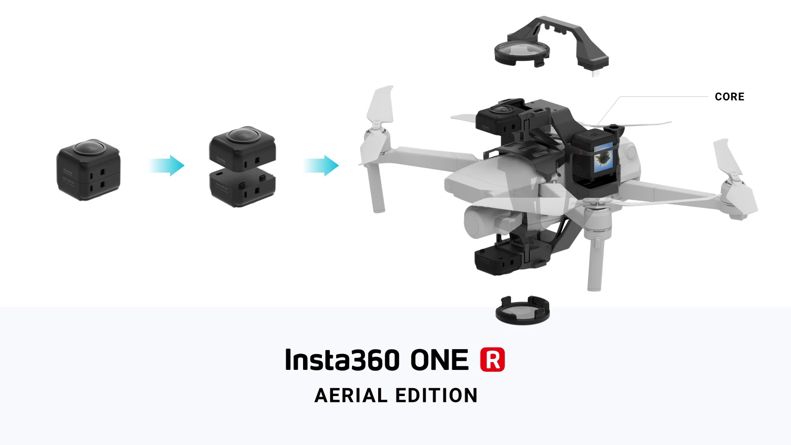 An "aerial edition" puts the One R's capabilities on what looks like a DJI Mavic drone