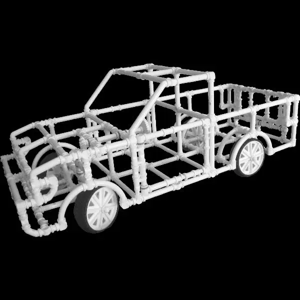A pickup truck, created with Crossbeams