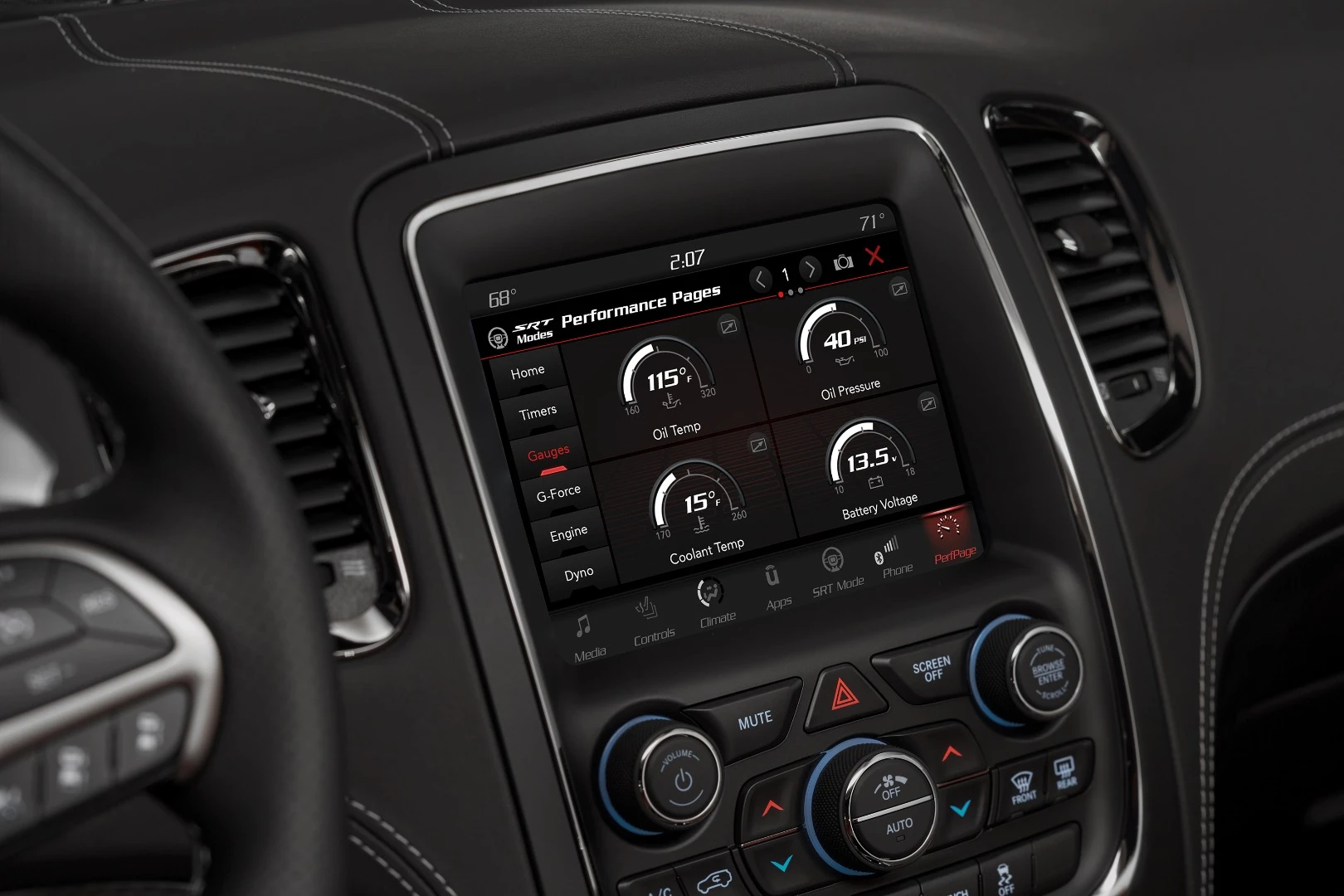 The Uconnect system also includes SRT Performance Pages