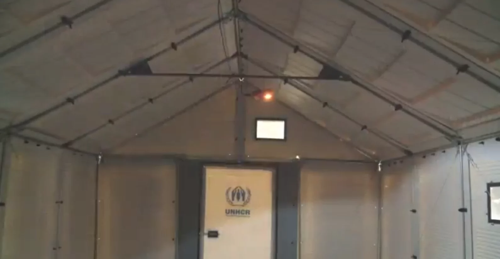 Instead of ropes and poles, the Ikea shelter uses a metal frame