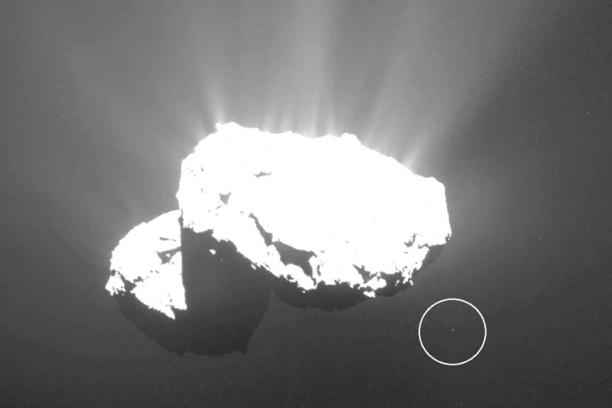 67P/Churyumov-Gerasimenko with its temporary moon (circle)