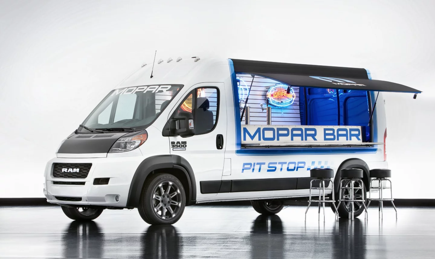 Aside from the special bar fittings, the PowerWagon Pit Stop is a standard van