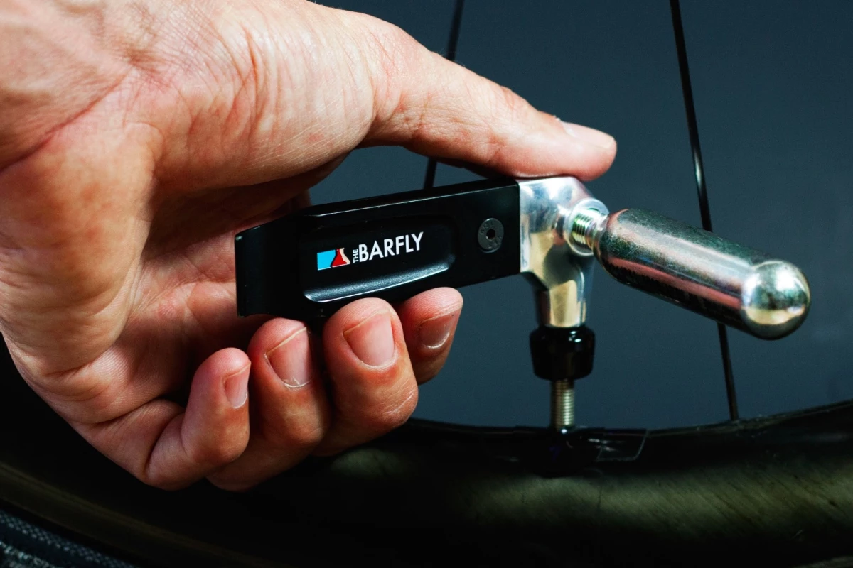 The Air Lever combines a tire lever and a CO2 inflator