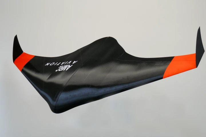 A front view of the 3d-printed UAV airframe