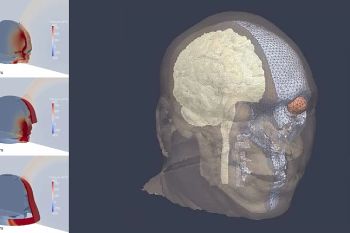 A newly-developed computer model indicates that face shields could protect soldiers from traumatic brain injuries caused by explosions (Image: Michelle Nyein)