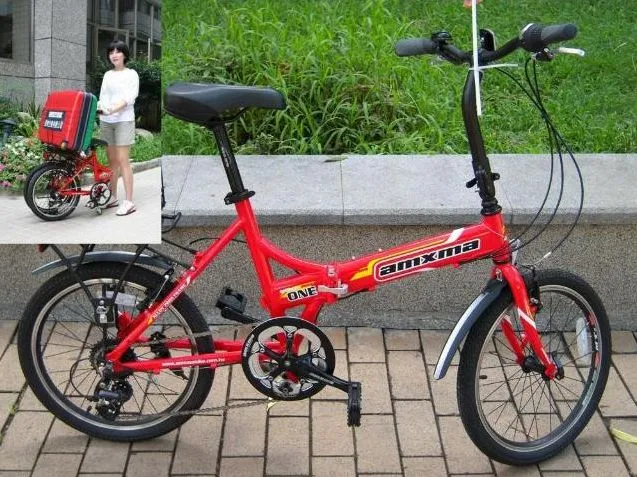 The Simple One bicycle folds up to double as a shopping cart or dolly