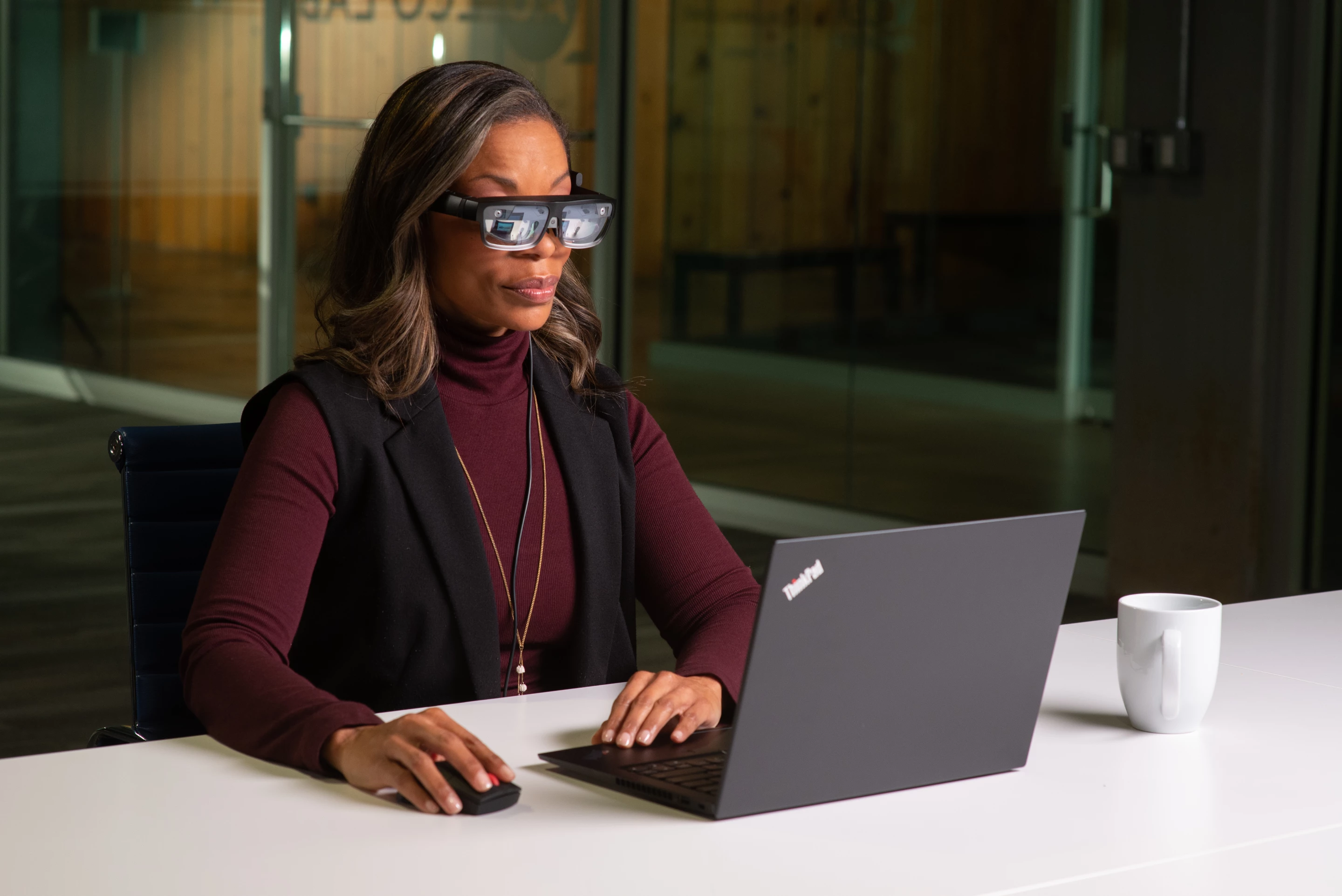 The Lenovo ThinkReality A3 don't look too bulky, in the world of AR glasses