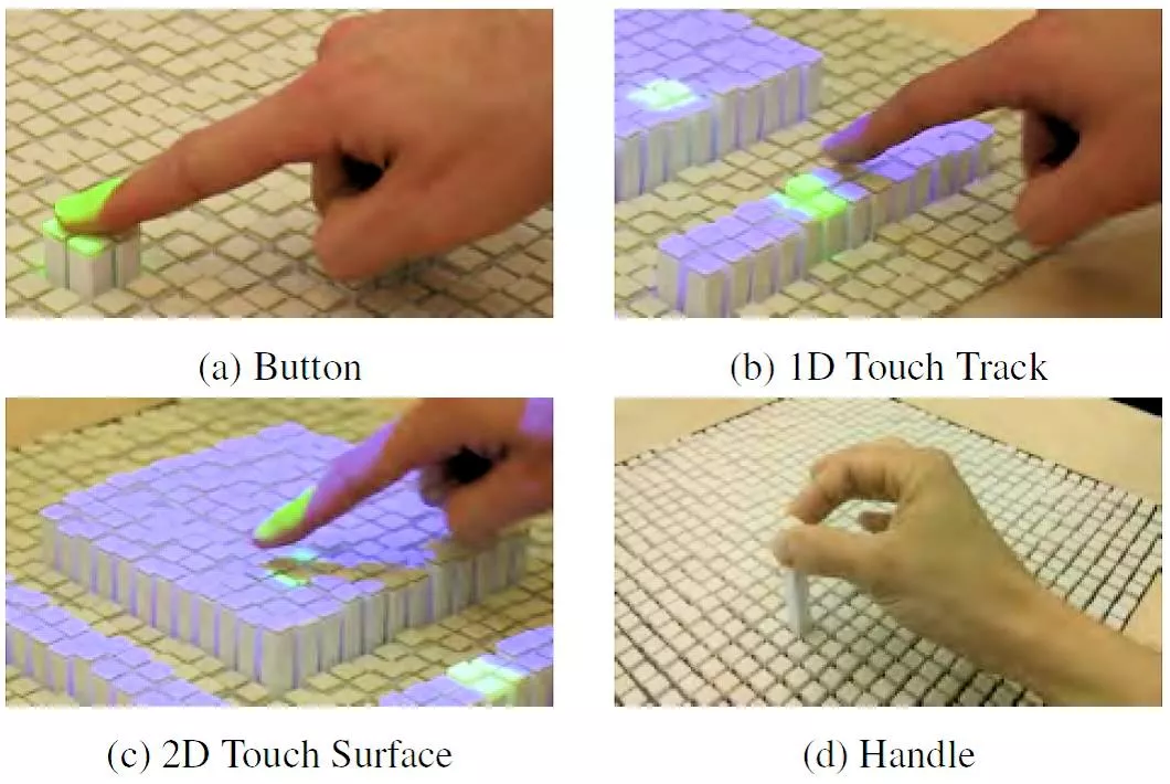 Four ways in which a user can provide input through the inFORM display surface (Photo: MIT)