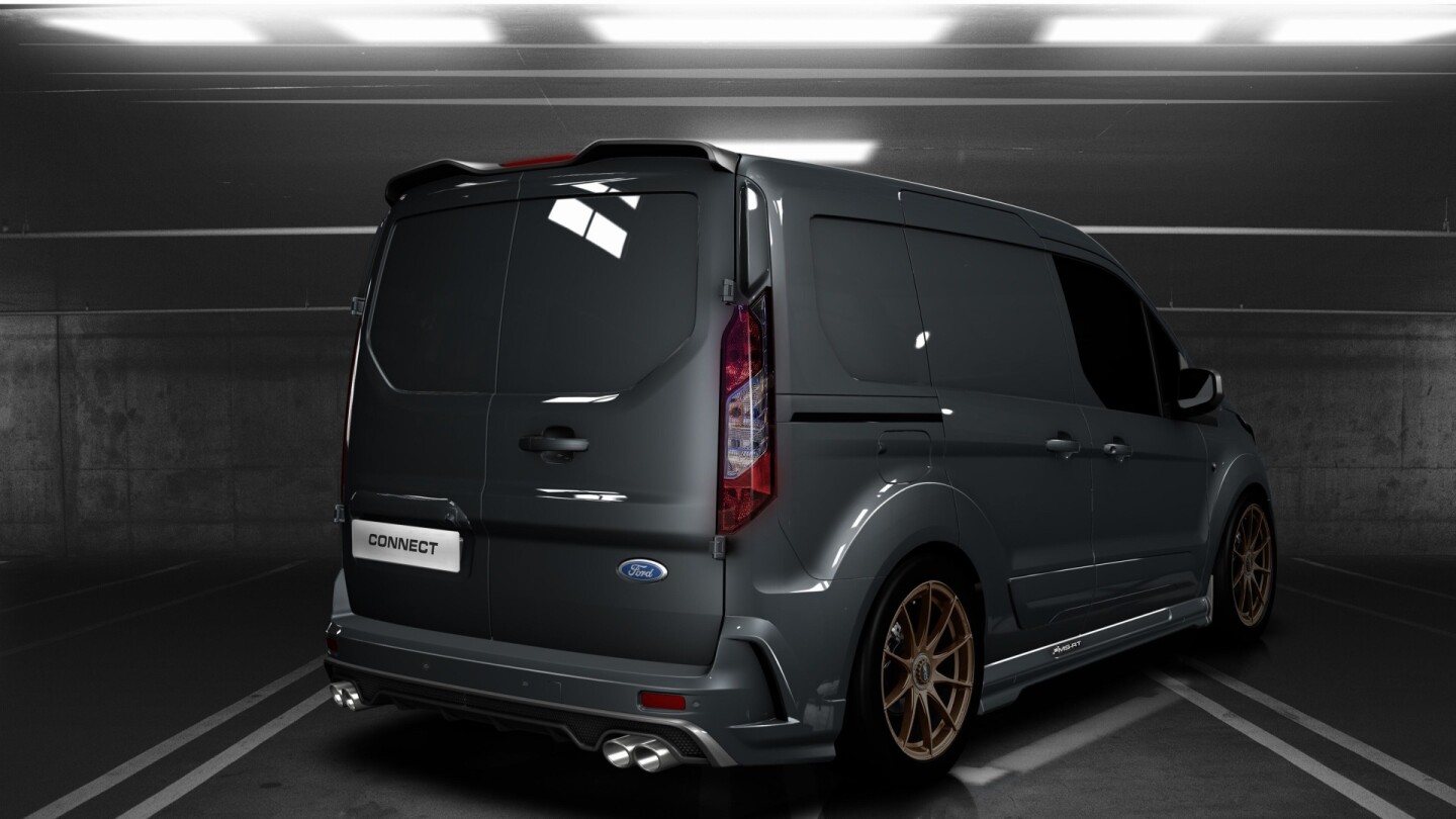 The MS-RT Ford Transit Connect from the rear