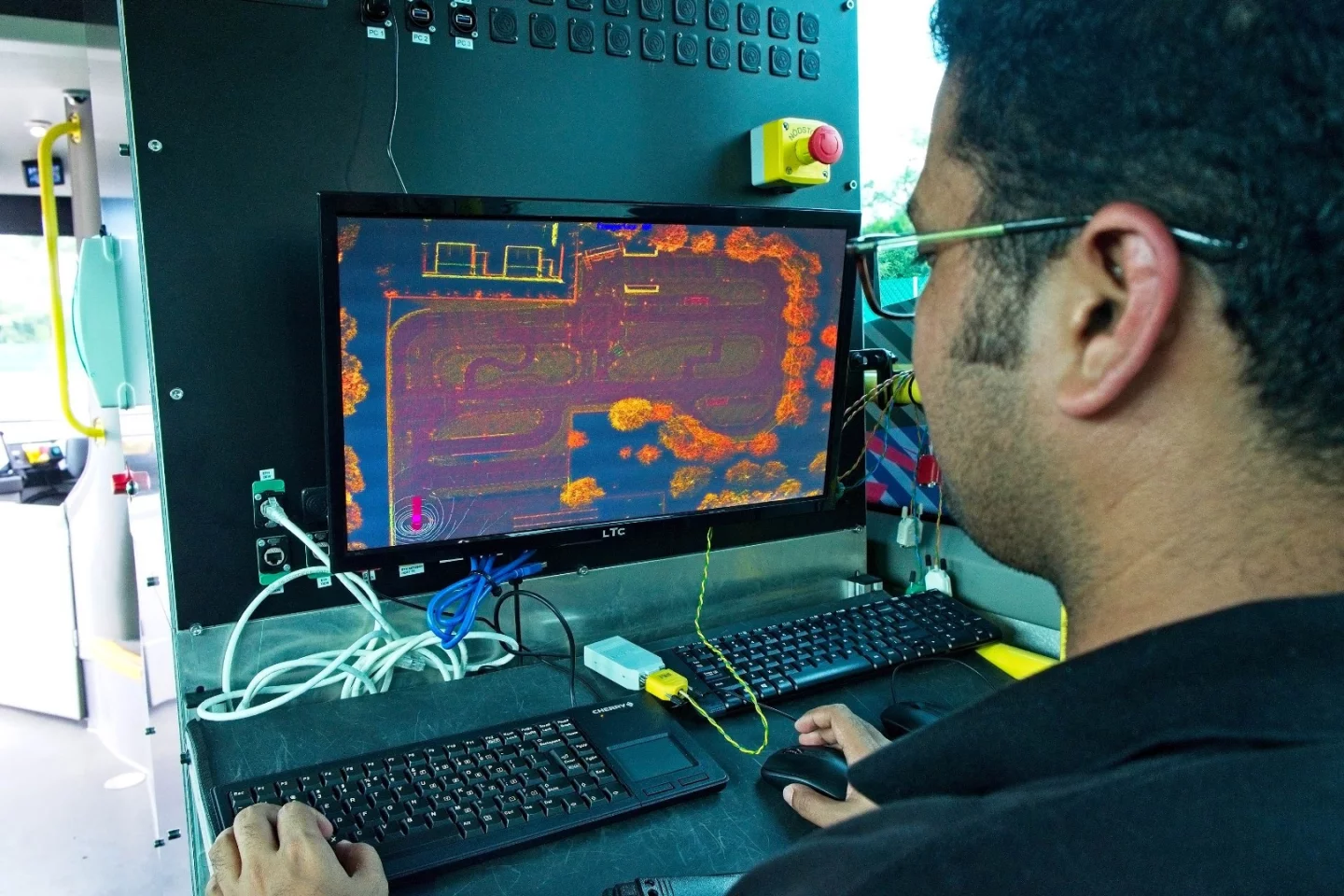 Helping the Volvo bus find its way around campus will be AI navigation software that works with data collected by a suite of advanced sensors