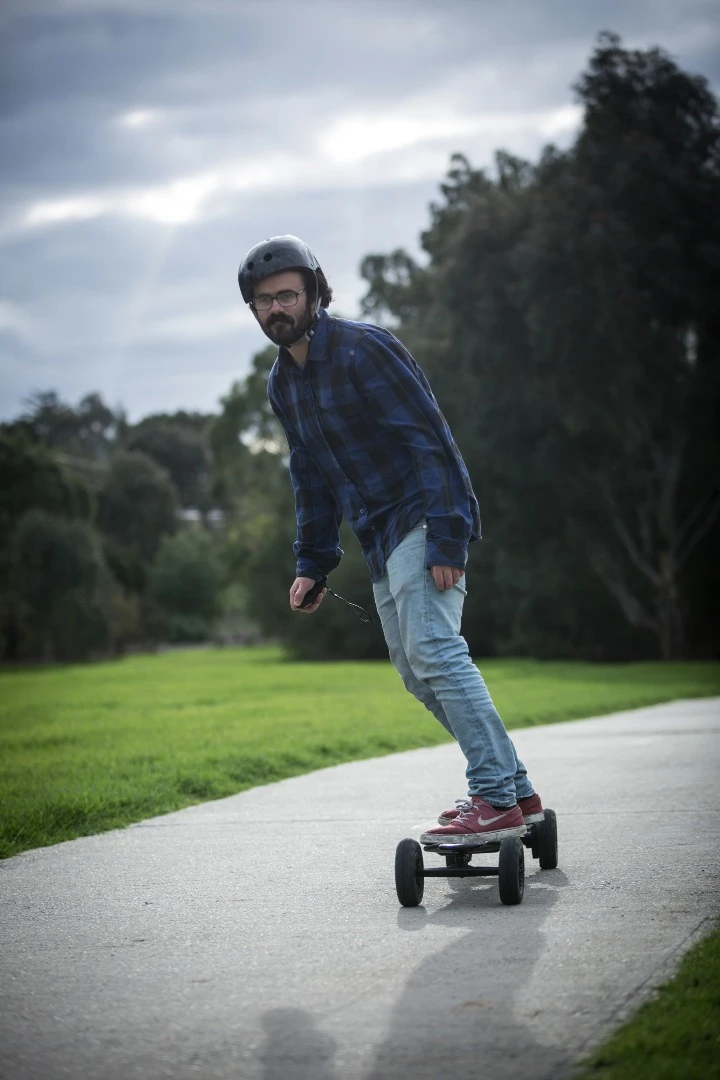 The street wheels can be swapped over for off-road tires when the rider is headed for rougher terrain