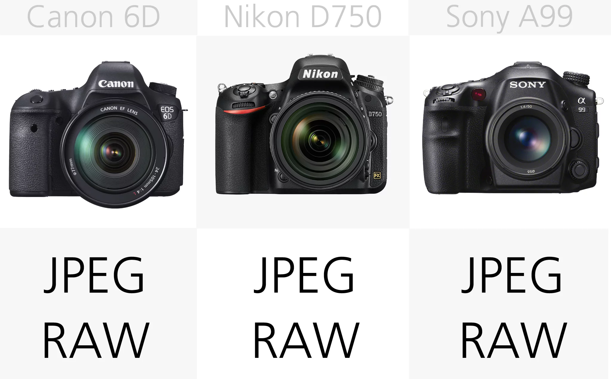 As you would expect, all of these cameras can shoot both JPEG and RAW images