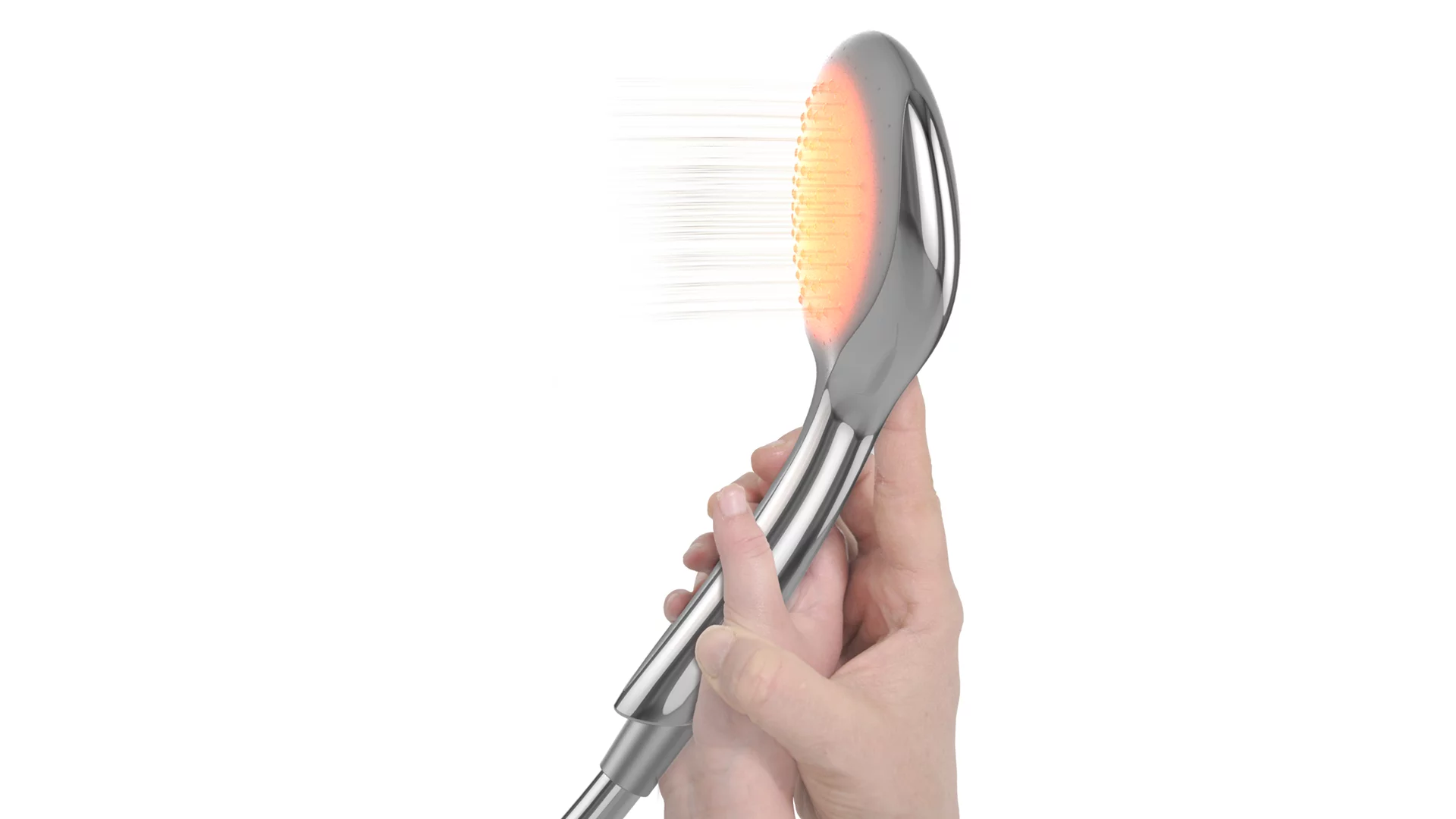 The shower head can reportedly be screwed into any standard shower hose and is fitted with an LED light powered by the water flowing through it