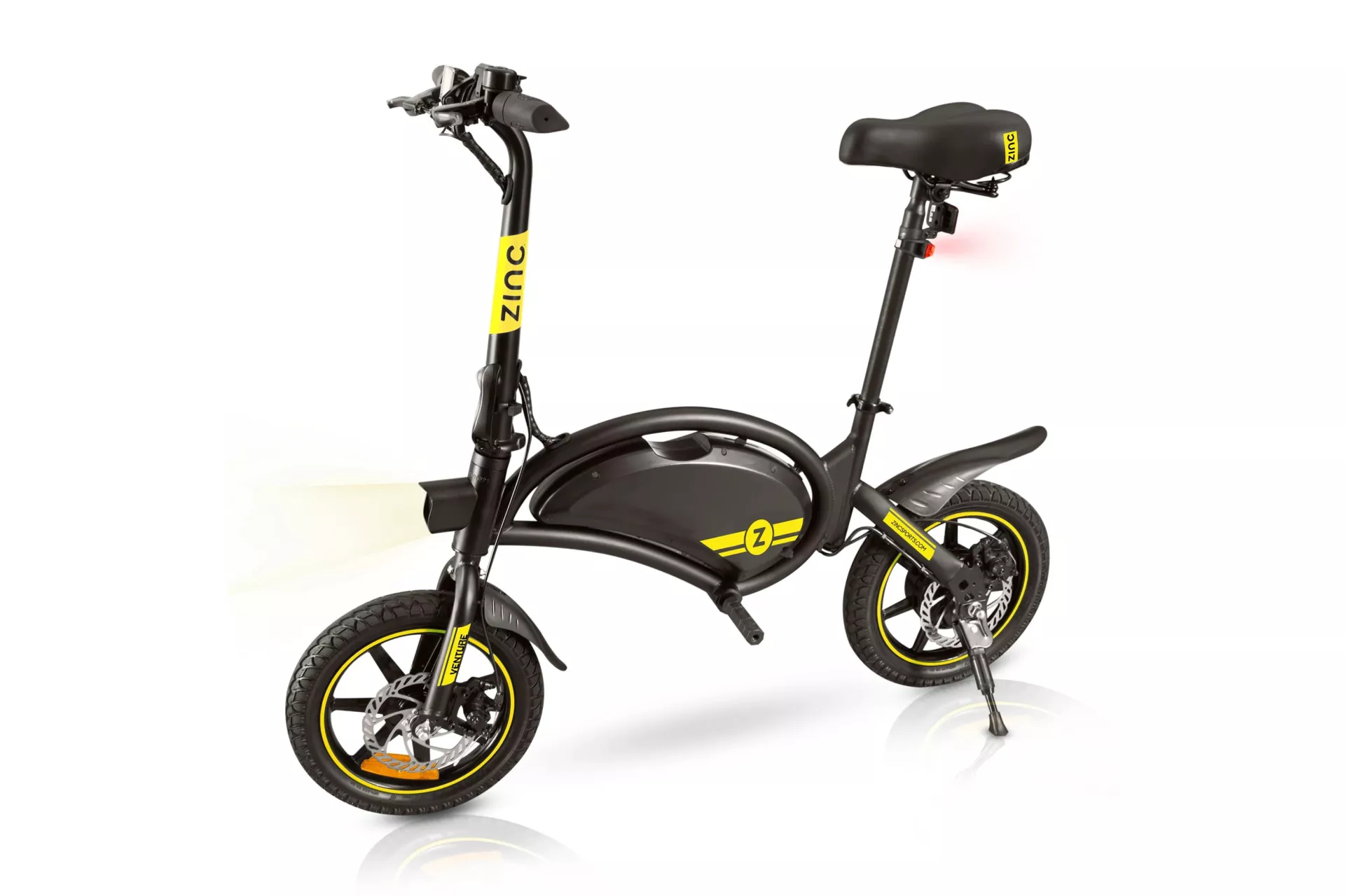 Venture folding seated e-scoot rolls with ebike looks