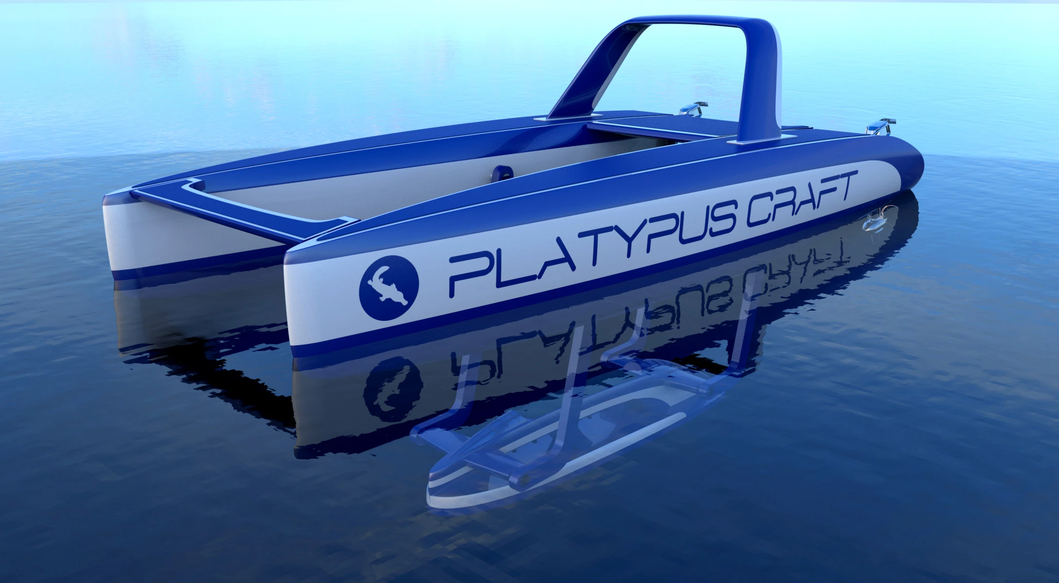Platypus final design side front angle view with central pod lowered