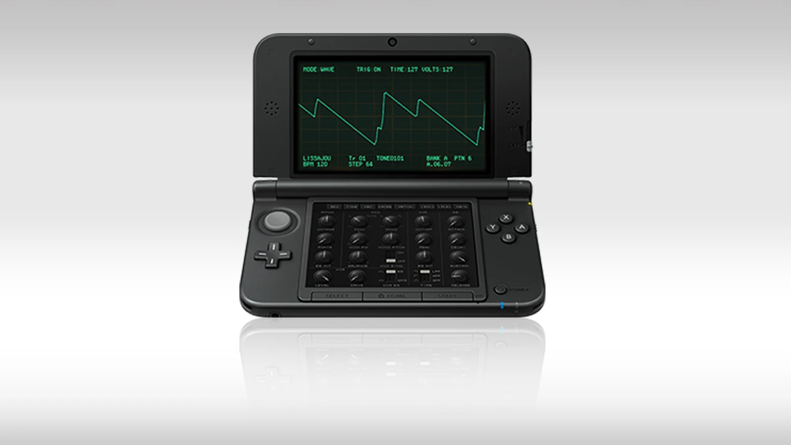The DSN-12 provides a 3D visualization of classic Korg synth sounds