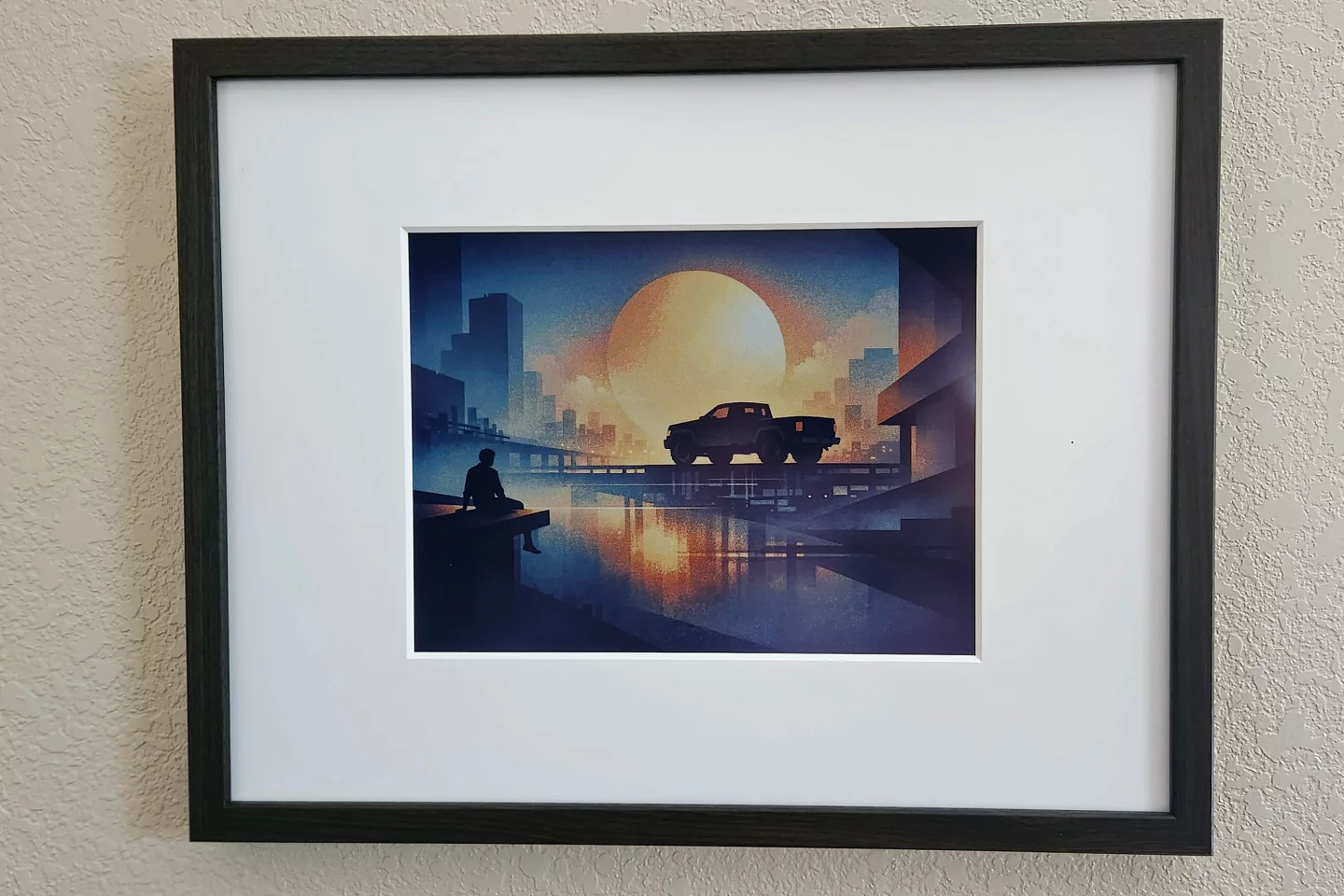 This is the "Fraimic style." Cubist retrofuturist synthwave low-poly cinematic neo-noir illustration? I'm just taking a guess. I don't know what the real prompt looks like. Ha!