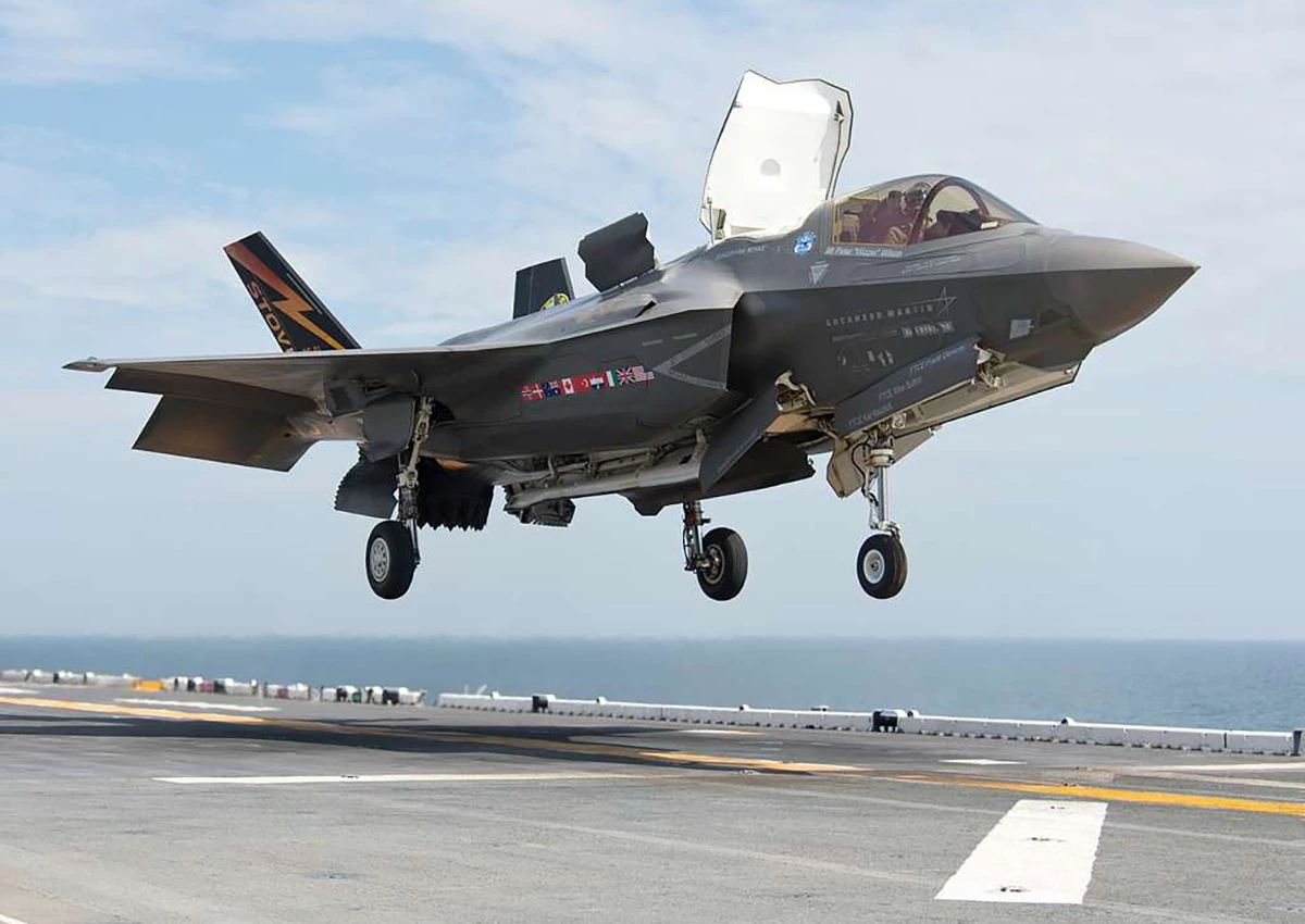 F-35B VTOL landing on a carrier