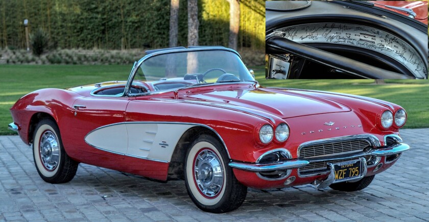 This 1961 Corvette roadster was purchased at a charity auction organized by Hollywood superstar Leonardo DiCaprio in Saint-Tropez in 2015. The vendor paid €400,000 for the car which was autographed by DiCaprio and 19 other Hollywood celebrities (Ben Affleck, Christian Bale, Orlando Bloom, Adrien Brody, Matt Damon, Benicio Del Toro, Robert Downey Jr, Jamie Foxx, Tom Hardy, Angelina Jolie, Gwyneth Paltrow, Sean Penn, Brad Pitt, Steven Spielberg, Meryl Streep, Tatum Channing, Charlise Theron, Mark Wahlberg and Reese Witherspoon). You can see the dashboard of the car at top right in the image. Sadly for the vendor, it fetched just $98,578 (€80,500)